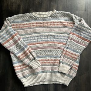 Coastal grandmother granola girl chunky sweater, vintage 90’s